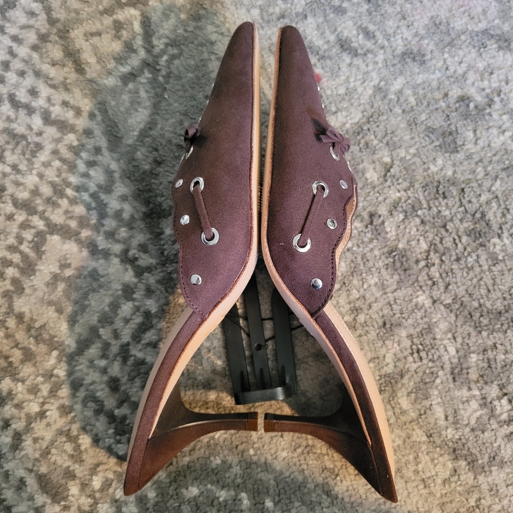 NWT Time and Tru Women's Studded Kitten Heel Mules In Brown Size 10 - Picture 9 of 12